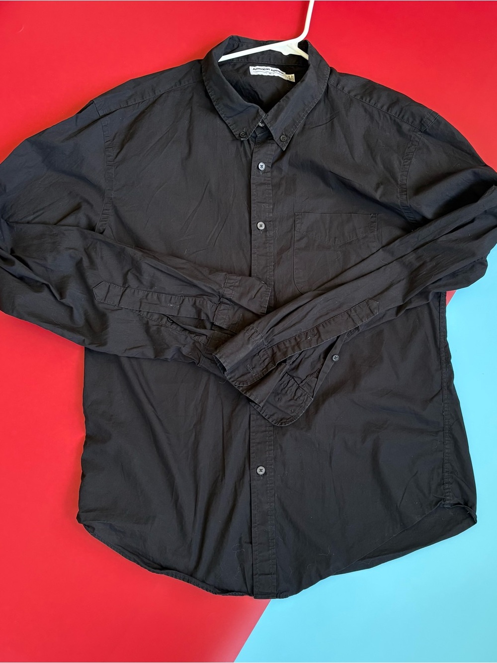 American Apparel Men’s XL Black Button Down Shirt Long Sleeve Classic Cotton